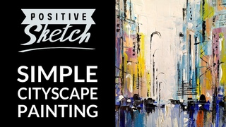 Acrylic painting tutorial / Abstract cityscape painting / White city / How to draw / Easy & quick