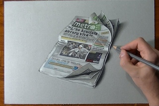 Crazy realistic drawing Metro newspaper (Marcello Barenghi)