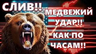 СЛИВ!! МЕДВЕЖИЙ УДАР!! КАК ПО ЧАСАМ!! ПАНИКА Биткоин продают с убытком
