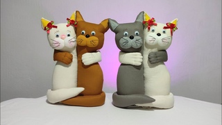 Peso de porta, casal de gatos abraados - Vem aprender,  fcil!