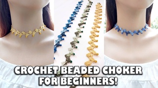 Easy Crochet Beaded Necklace For Absolute Beginners (+ENG SUB)!