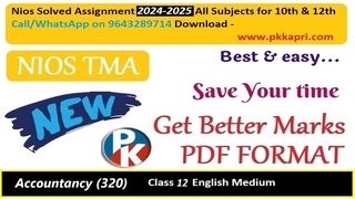 Nios Accountancy 320 Solved Nios Tma 2025 | Nios Assignment Question Paper with solution for 2024-25